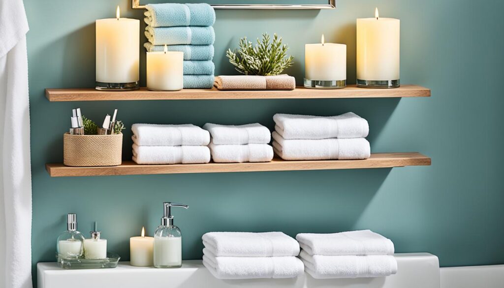 floating shelves for bathroom organization